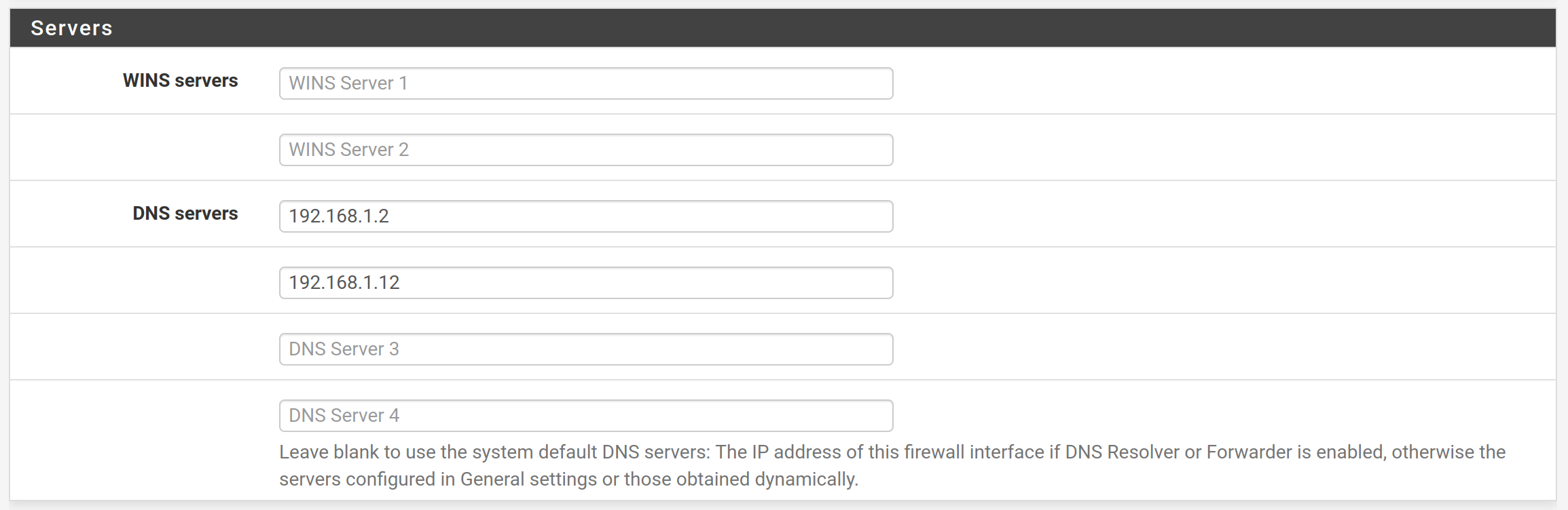 pfSense configuration for your own internal DNS servers